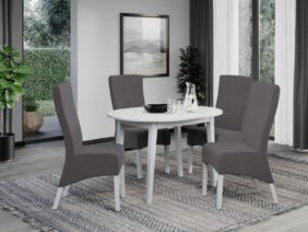 Étkezőgarnitúra Asztal Rosa fehér + 4 Székek Paris Westa 8