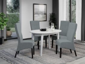 Étkezőgarnitúra Asztal Rosa fehér + 4 Székek Paris Westa 9